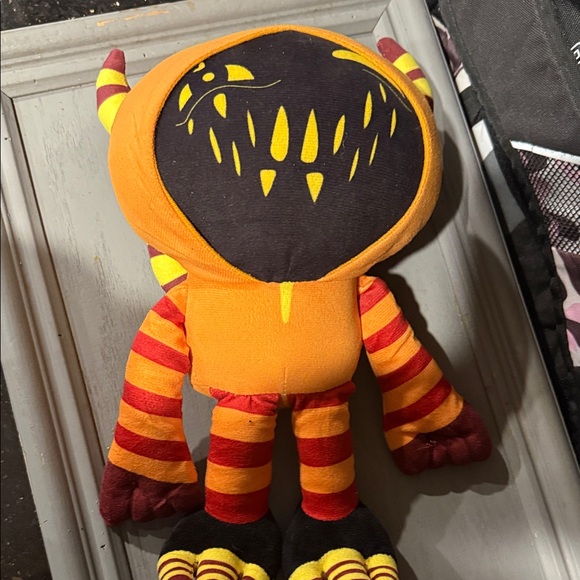 Plush Monster Toy in Orange Red & Yellow - Kids Stuffed Animal